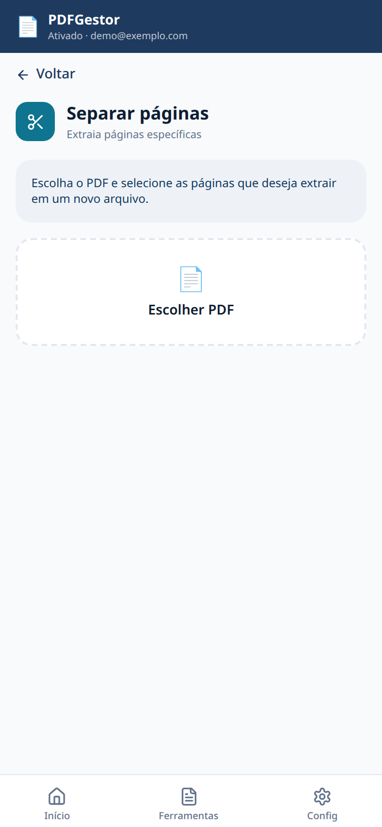 PDFGestor — Separar páginas