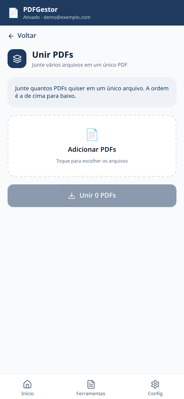 PDFGestor — Unir PDFs